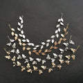 SLBRIDAL Handmade Ins Baroque Style Alloy Leaf Pearl Bridal Hair Vine Headband Wedding Headpieces Hair Accessories Women Jewelry