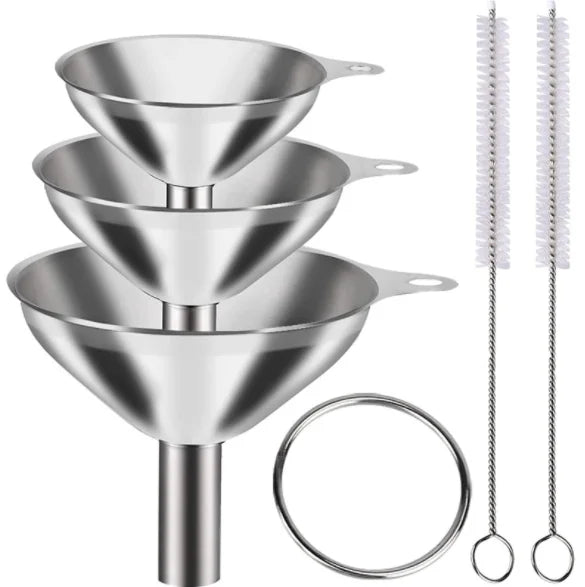 Novelty 3pcs Small Food Grade Stainless Steel Kitchen Funnels Set Essential Oil Spices Liquid CS-funnel03 Model 2pcs Cleaning