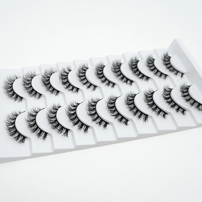 Top Selling 10 Pairs Cheaper 3D Faux Mink Eyelashes Custom Logo False Eyelashes Handmade Full Strip Wispy Lashes