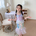 Summer  Princess Dress Mermaid Frilly Sequined Dress Mesh Cosplay Costumes for Girls Dress up Party