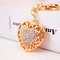 Personalized Custom Luxury Sublimation Beautiful Love Key Chain Full Rhinestone Diamond Heart Shaped Luxury Bling Car Keychain