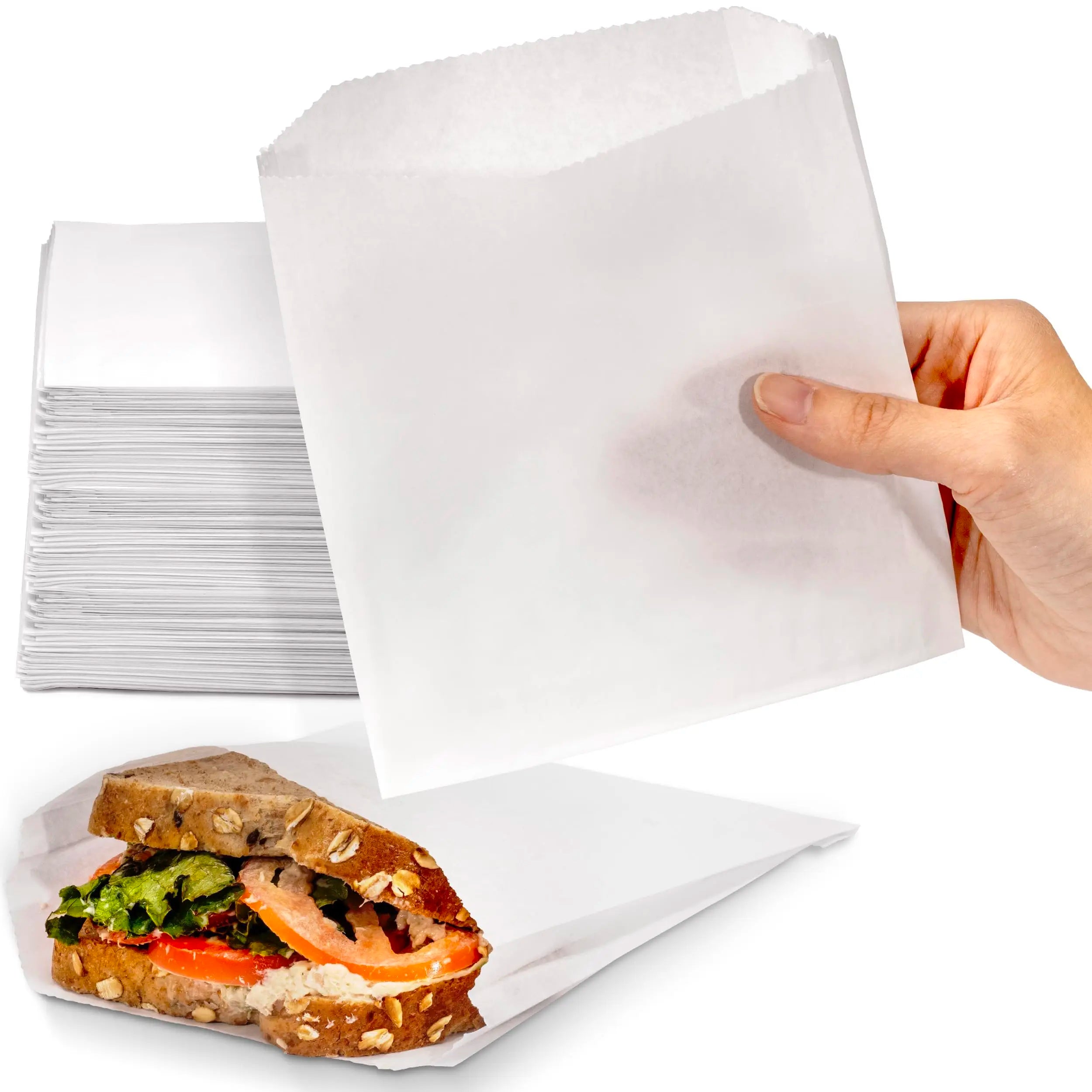 Wholesale Recyclable Small Food Grade Cookie Bakery Pastry Sandwich Snack Greaseproof Packaging Paper Bags