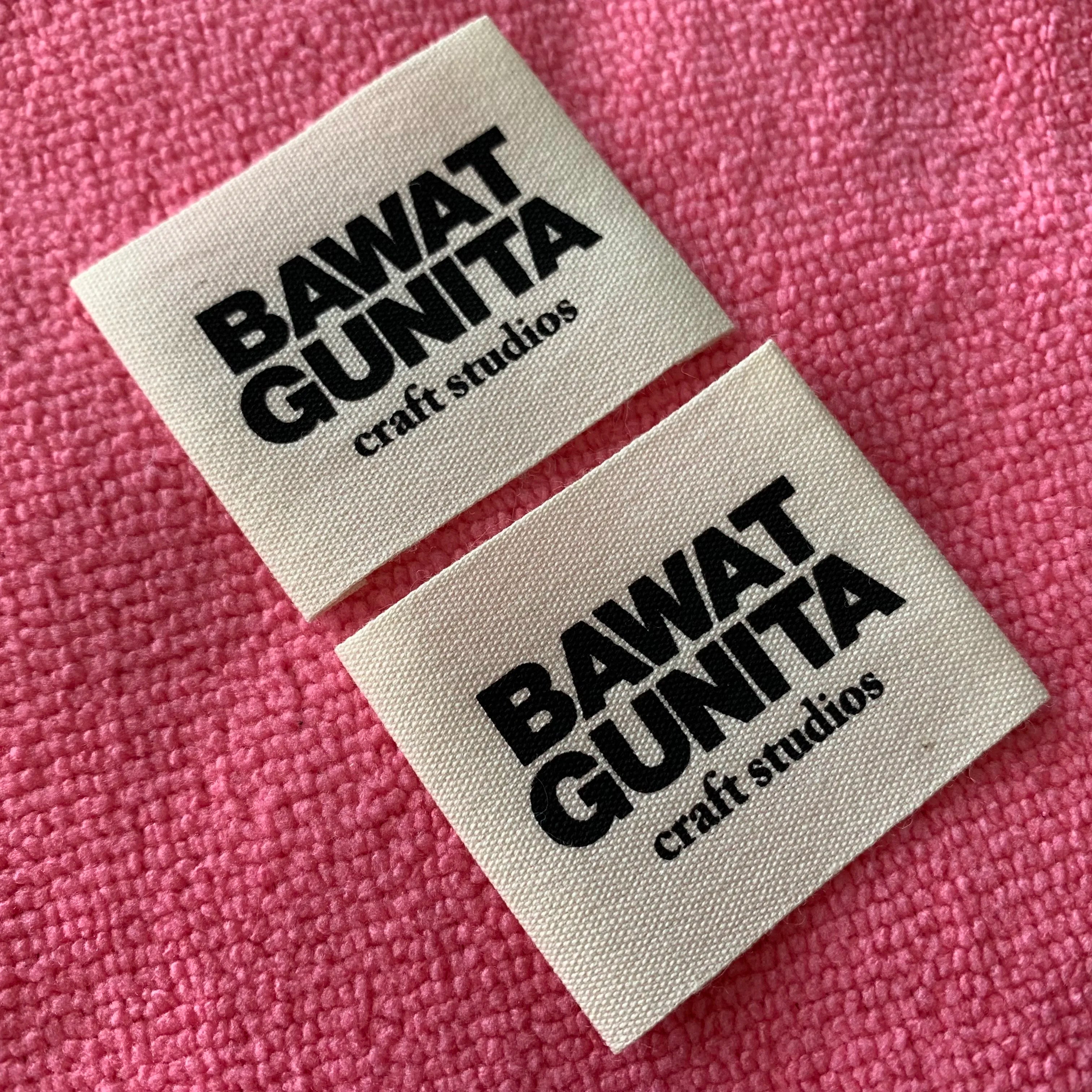 Custom 100% Organic Natural White Cotton Labelbeige Color Printing Cotton Fabric Tag for Jeans