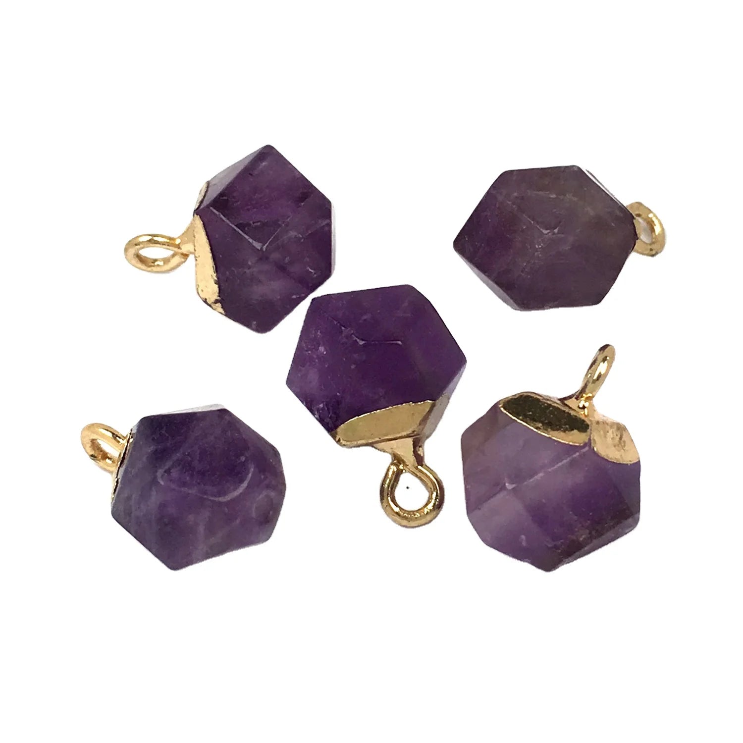 Natural Stone Pendant Faceted Square Shape & Polyhedral Dice Gemstone Quartz  for DIY Jewelry Making Necklace Home Decorative