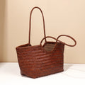 Cowhide Real Genuine Leather Ladies Purses Handbags Basket Luxury Hand Tote Bag Women Customized Logo Women's Shoulder Handbags