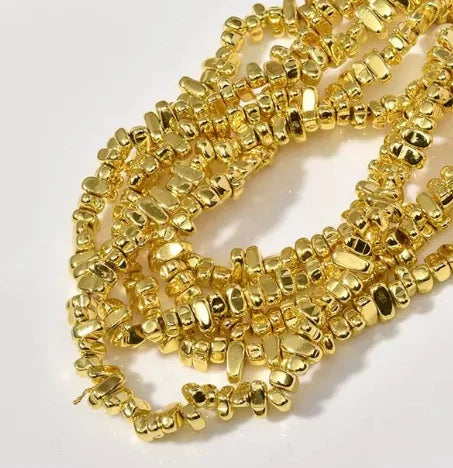 Natural Stone Loose Bead Gold Plated Hematite Beads Irregular Shape Chip Stone for Jewelry Making