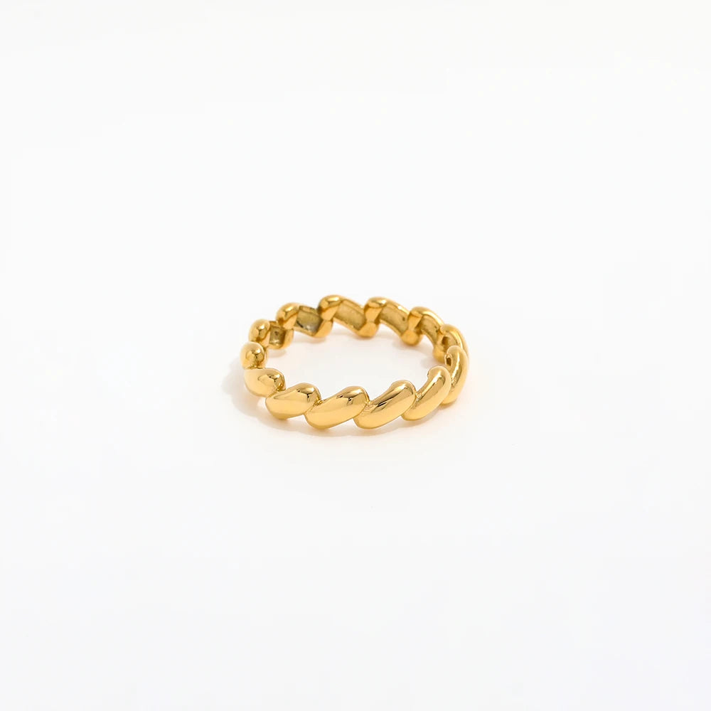 Joolim Jewelry Wholesale 18K Gold Plated Individuality Cambered Surface Stainless Steel Rings for Women Rings