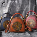 Andong Genuine Leather Handbags Retro Cowhide Women's Handbag Embossed Shoulder Bag Vintage Bags for Female