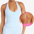 MAYYOUNG Women's Sexy Back Sports Bra Set Breathable Built-In Stretch Vests Halter Gym Shorts Push Tights Active Fitness Gym
