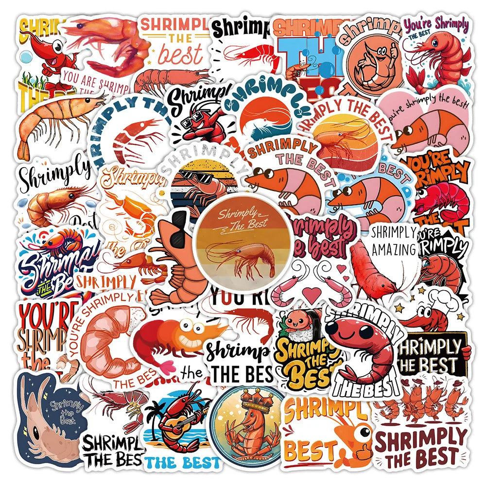 53PCS Marine life cartoon shrimply animals shrimps sticker sheet
