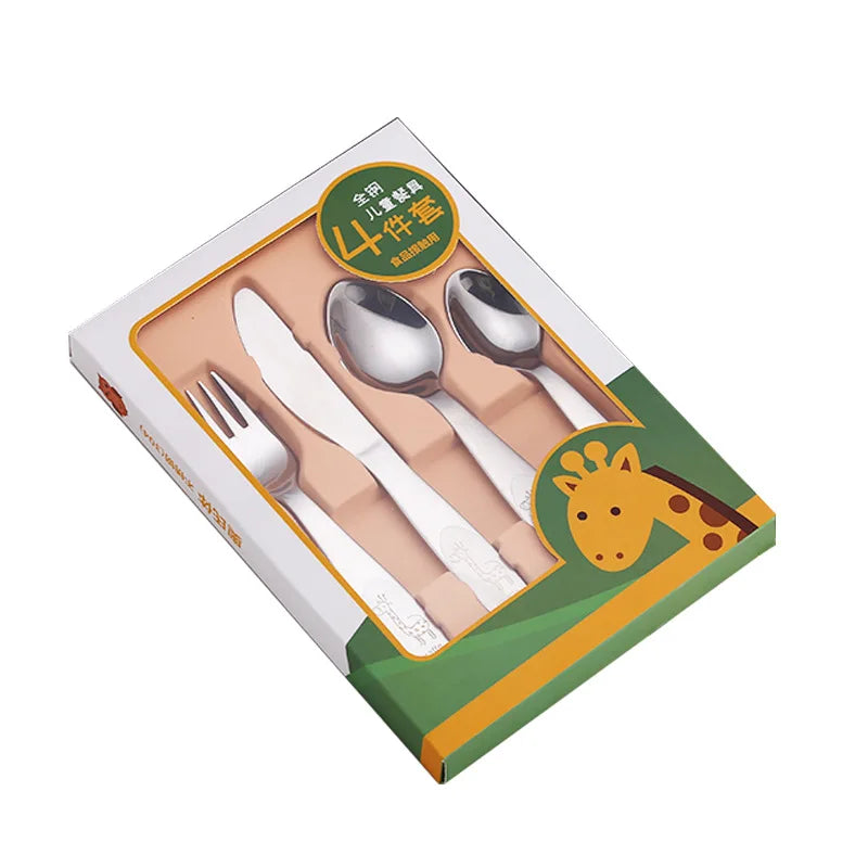 Custom Logo Kids Stainless Steel Cutlery Sets Children Stainless Spoon & Fork WIth Box
