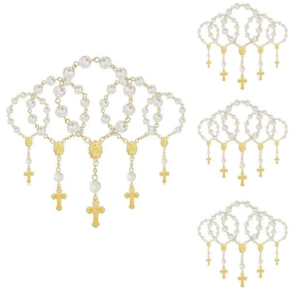 Baby Baptism Rose Rosary Beads Communion Gift Wedding Return Finger Chain Party Gift