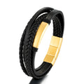 Handmade Man PU Leather Bracelet Silver Jewelry Stainless Steel Clasp Multi-strand Leather Bracelet for Man