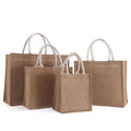 White Luxury Natural Lamination Custom Print Eco-friendly Reusable Burlap Long Women Shopping Ladies Jute Tote Bag with logo