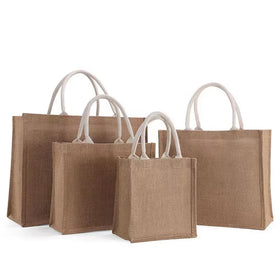 White Luxury Natural Lamination Custom Print Eco-friendly Reusable Burlap Long Women Shopping Ladies Jute Tote Bag with logo