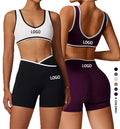 Joyyoung OEM Custom Wholesale Lightweight Sportswear Active Wear Yoga Set Gym Wear Women's 2-Piece Shorts Set Waist Front