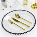 Wholesale Elegant 13 Inch Clear Plastic Wedding Charger Plates Eco-Friendly Silver Gold Black Beaded Decorations