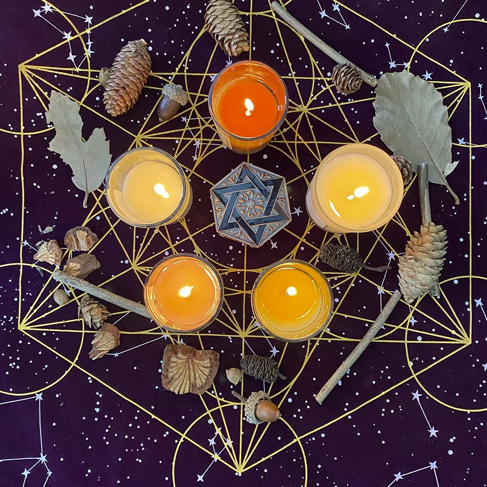 Hot Sale Purple Black Velvet Tablecloth 60cm*60cm Metatron's Cube Lattice Thickened Altar Cloth for Divination Mat New Design