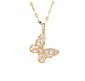 Wholesale Fashion Gold Plated Jewelry Stainless Steel Pendant Necklace Zircon Big butterfly Necklace Stainless Steel for Women
