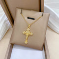 Collar De Acero Inoxidable 18k Gold Plated Stainless Steel Clavicle Necklace Cross Full Diamond Gorgeous Full Diamond Necklace