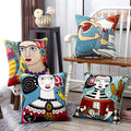 Low Price Embroidered Cushions Covers Embroidery Picasso Abstract Paintings Cushion Cover Throw Decorative Pillows Case