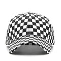 Wholesale Black and White Cotton Checked Gingham Print Outdoor Adjustable Baseball Cap Hat for Men Women