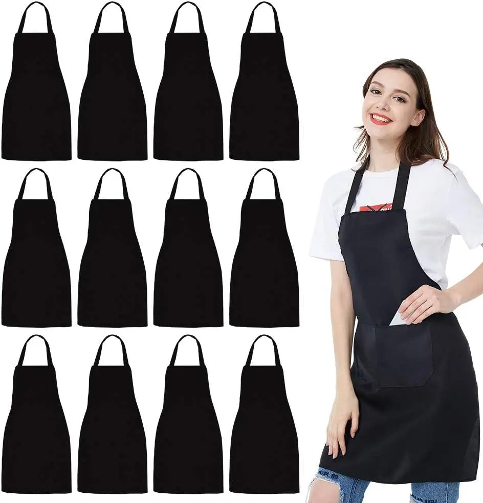Hot Kitchen Handmade Bbq Painting With 2 Spacious Pockets Machine Washable Bulk Neutral Bib Black Apron