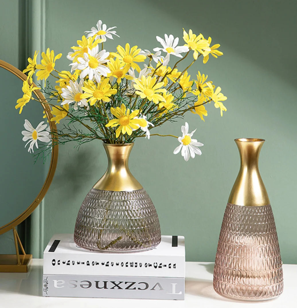 Nordic Phnom Penh Texture Color Vase Table Bedroom Decoration Vase Decoration Golden Crystal Vase