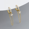 Fashion Jewelry 925 Silver Long Tassel Flower Hoop Earrings Jewelry 18K Gold Plated  Hoop Earrings for Women Jewelry