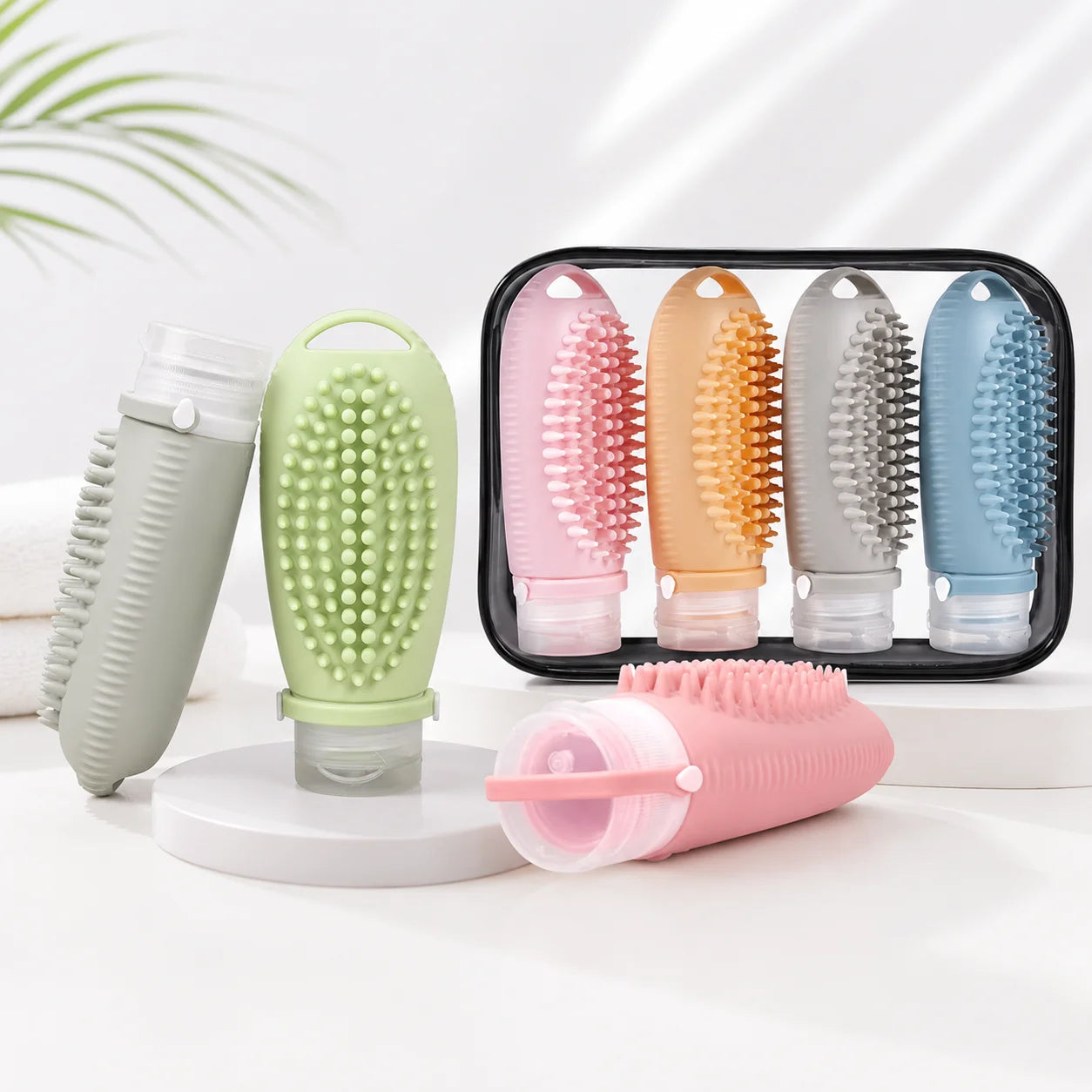4 in 1 TSA Approved Portable Spill Proof Silicone Travel Bottles Dispenser 100ml for Toiletriessilicone Travel Bottles Set