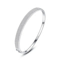 Trendy Charm Jewelry Single Cuff Bracelet with Zircon Rhodium Plated Silver for Women Gift & Party Oval Cut