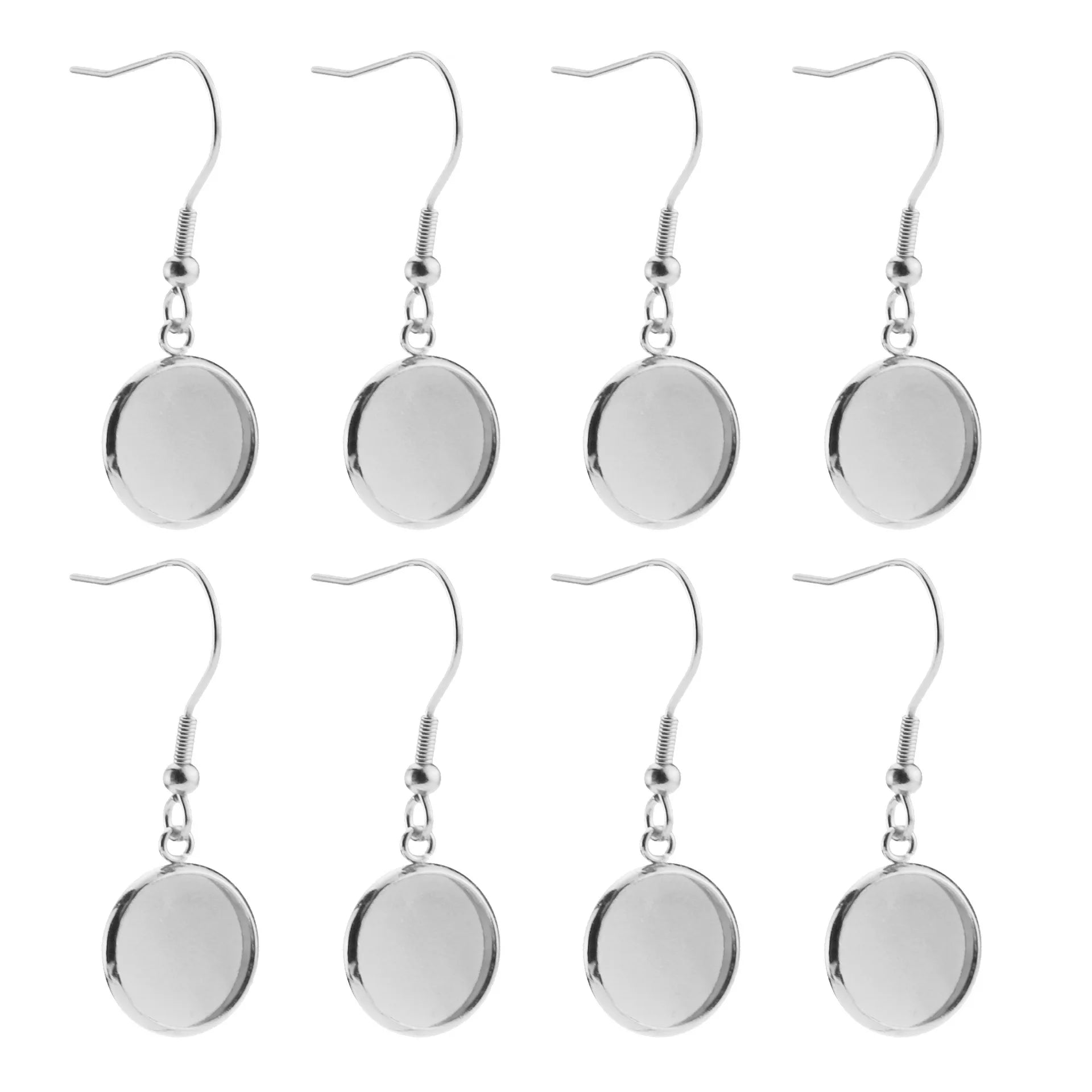 Gold Plated Stainless Steel Base Cabochon Earrings Flat Back Bezel Tray Hook 6/8/10/12/14/16/18/20MM Sizes for Drop Gift