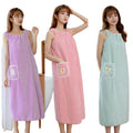 Custom Micro Fiber Smart Wearable Bath Robe Bathrobe Spa Cocoon Microfiber Bath Skirt Towel Dress Spa Body Wraps With Armholes