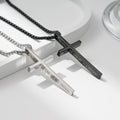Simple Stainless Steel Simple Black Cross Pendants Engrave Letters I Can Do All Things Cross Stainless Steel Necklace