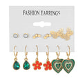 New Geometric Gold Metal Big Circle Earrings Set for Women Punk Pearl Dangle Drop Earrings Trend Set of Earrings Jewelry Gift