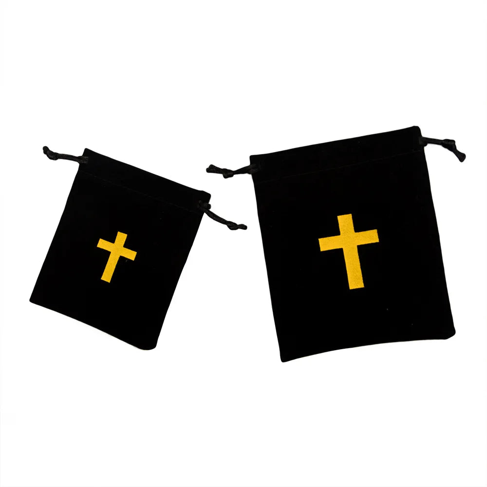 Catholicism Flannel Rosary Pouches Spiritual Prayer Bead case Pull-out Bundle Mouth Bag Christian Cross Bag Wholesale