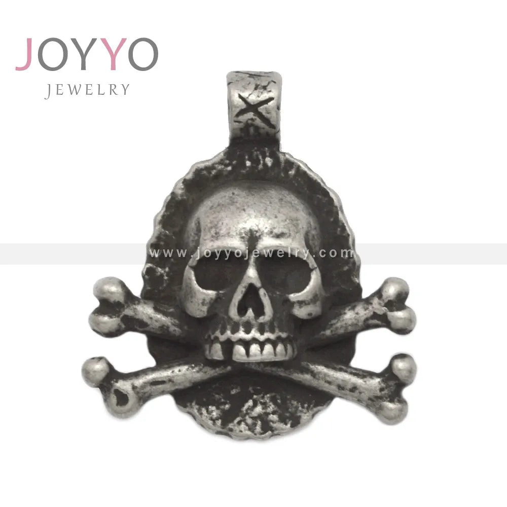 Unique Design Retro Stainless Steel Curb Chain Large Skull Crossbones Pendant Necklace for Trendsetters