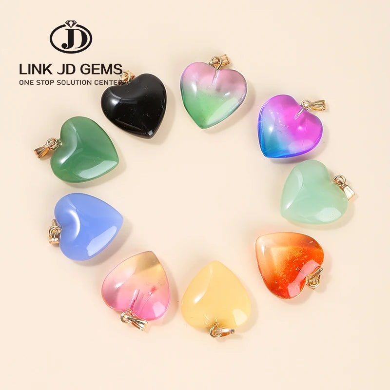 20*8mm Gradient Czech Lampwork  Glass Heart Beads Charms Pendant for DIY Handmade Jewelry Making Necklaces Earrings