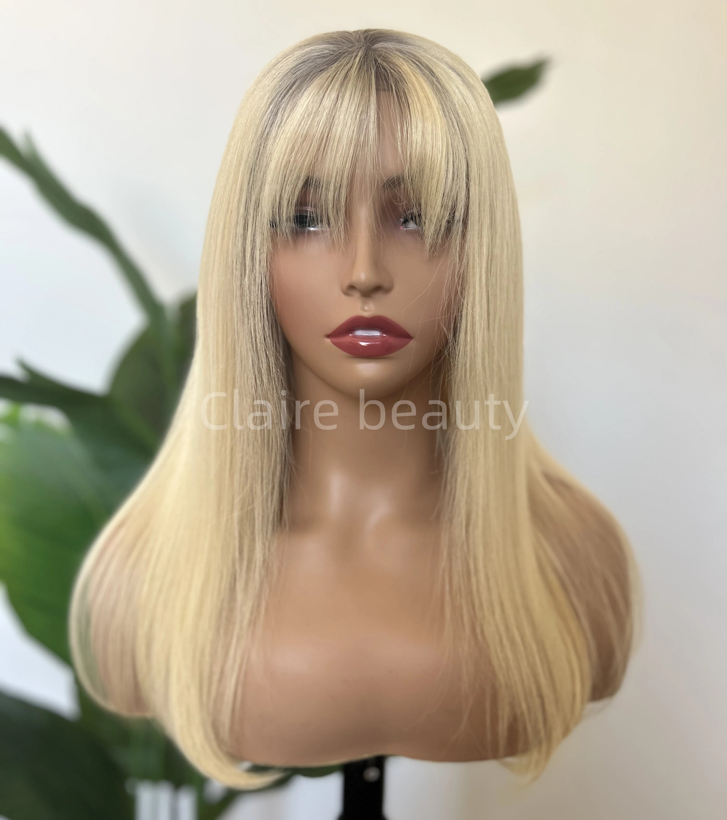 Dark Hair Root Ombre Blonde Hd Lace Front Wig Raw European Human Hair 13x4 Swiss Transparent Lace Front Wigs for White Women