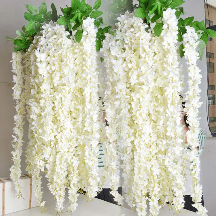 AF16001 Factory Wholesale Wedding Home Decor Silk Vines Garland Artificial Wisteria Flower Wisteria Hanging Flowers