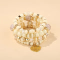 2024 Trendy Western Girls Beaded Bracelet Multilayer Stretch Stackable Shape Marble Bracelet