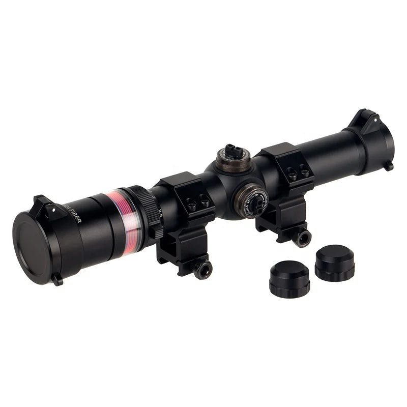 FOCUHUNTER Matte Black 1.5-6x24 30mm Aluminum Fiber Scope Sight Glass Etched Reticle Hunting Optical Spotting Scope Mount