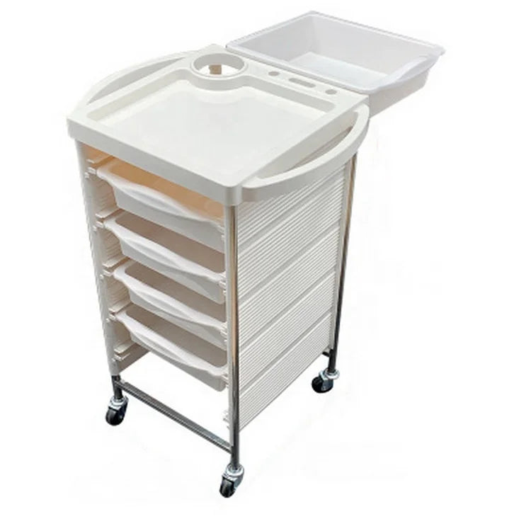 White Plastic Salon Carts Trolley for Hairdressing Working Trolley for Hair Salon