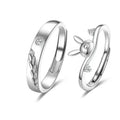 Romantic Design Silver Plated Couple Ring Tree and Rabbit Cute Wedding Finger Ring Set Zircon Diamond Couple Rings for Women Men