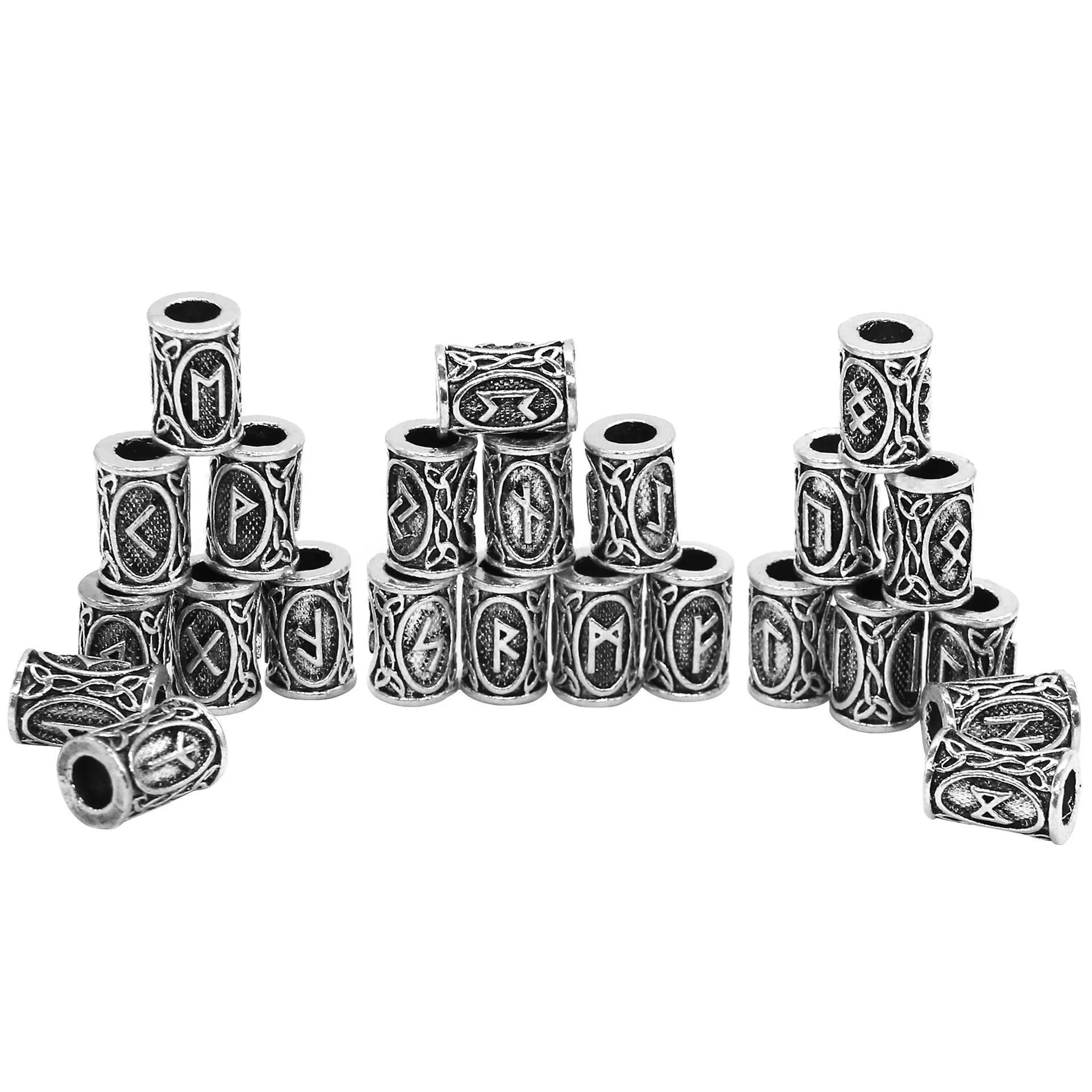 Factory Direct Sale Antique Silver Smear Viking Rune Beard Beads Loc Jewelry for Men Women Hair Accessories