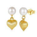 For GPE100 14K Gold Plated 925 Sterling Silver Fresh Water Pearl Baroque Shape Trendy Stud Earrings White AAA/AAAA Grade