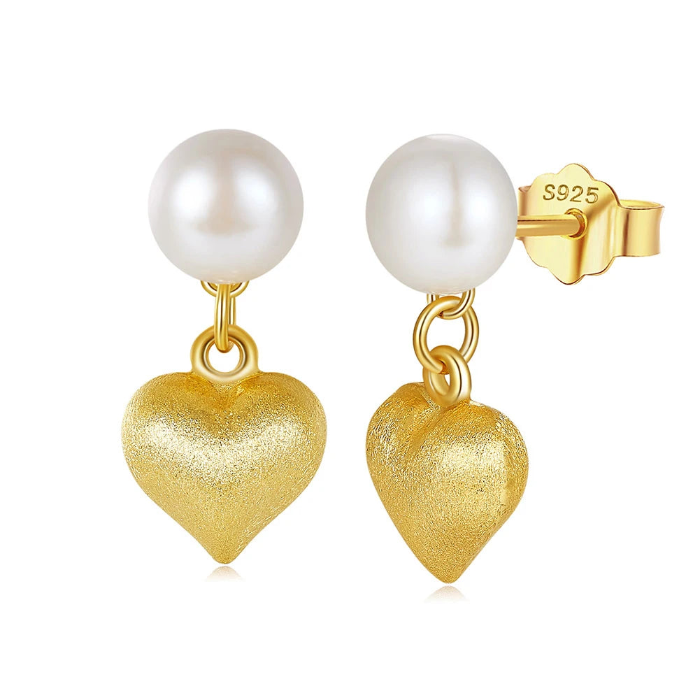 For GPE100 14K Gold Plated 925 Sterling Silver Fresh Water Pearl Baroque Shape Trendy Stud Earrings White AAA/AAAA Grade