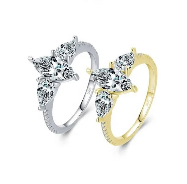 Fine Jewelry Engagement Promise Rings 3-Stone 5A Cubic Zirconia Wedding S925 Sterling Silver Rings for Women Anniversary Gift