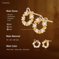 AU585 Real Gold Bow Earrings Fashion  FreshWater Pearl 14K Real Gold With Natural Diamond Fine Jewelry