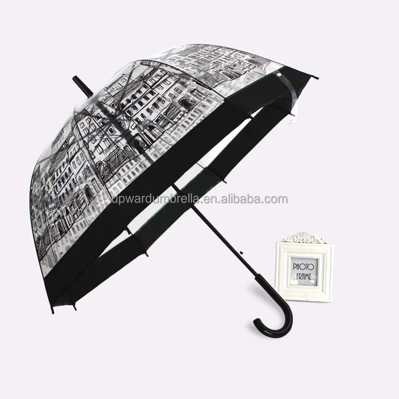 Paris Transparent Plastic clear Umbrella